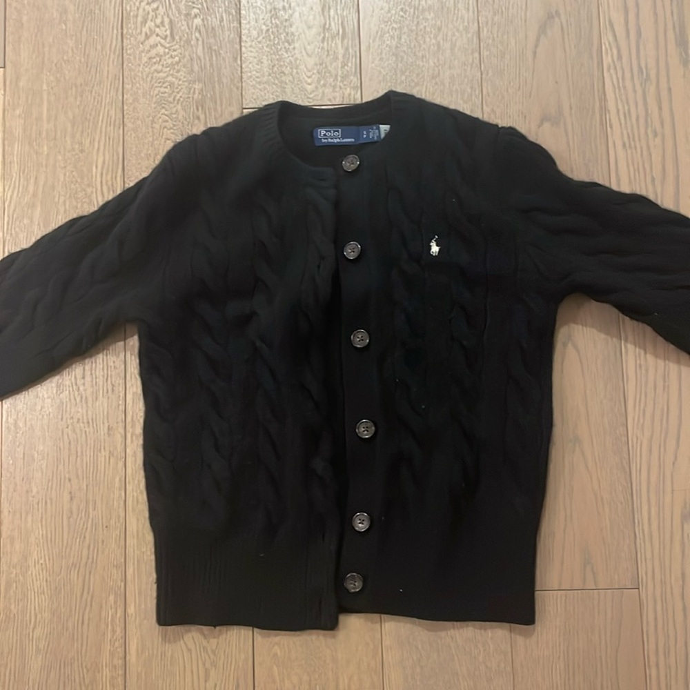 Polo Ralph Lauren cable wool cashmere cardigan. Black. Size Small